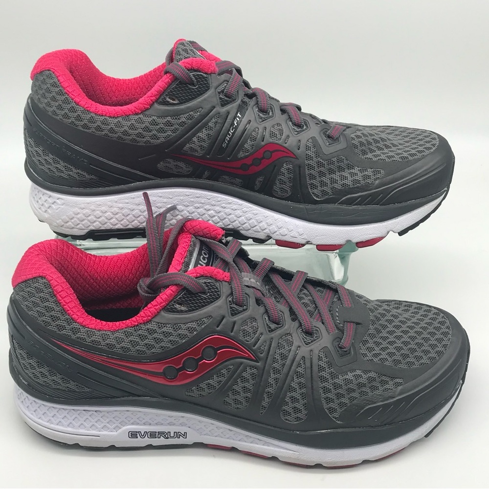 Saucony Echelon 6 Running Shoe Grey Pink Womens size 7.5 sneaker